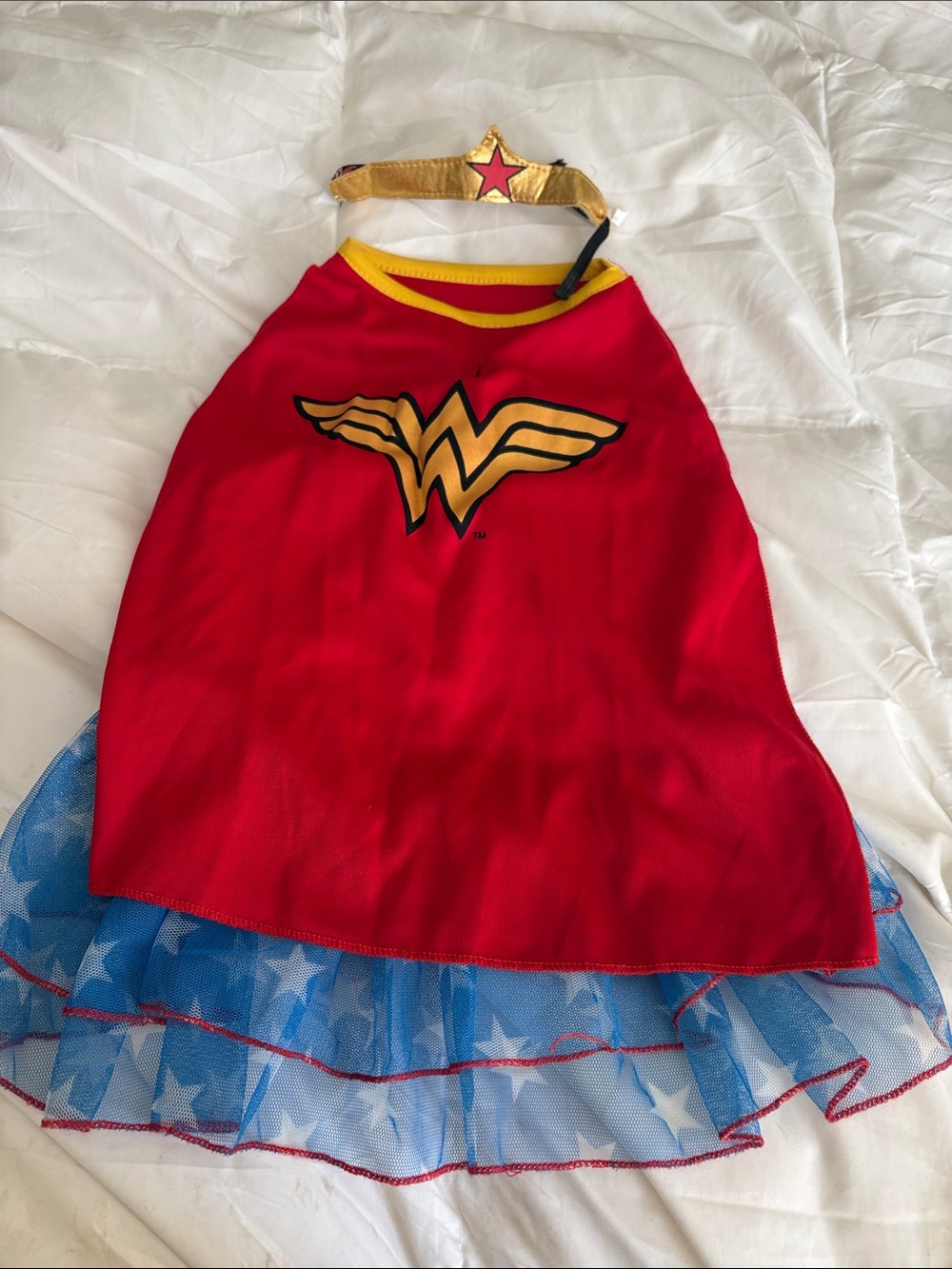 Dog Wonder Woman costume with headband. Size medium